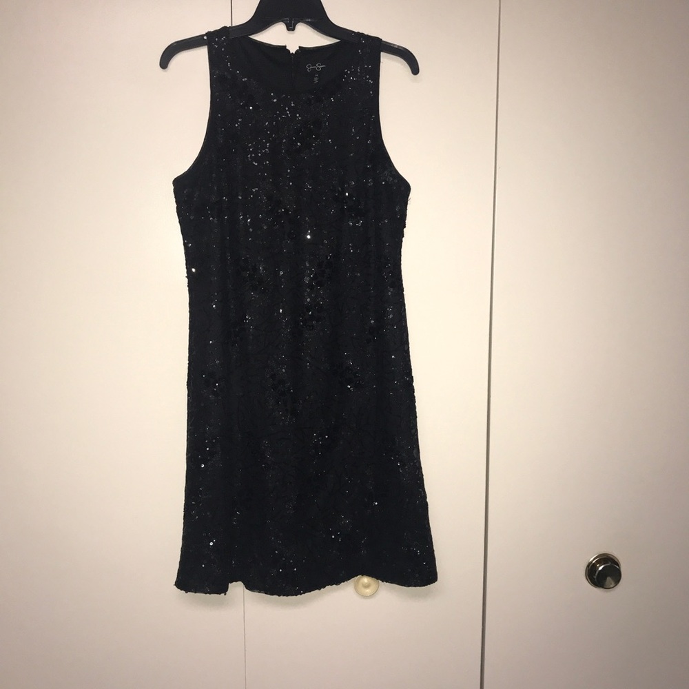 Jessica Simpson Black Sequin Dress Cocktail Size 12